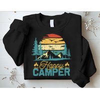 Happy Camper Retro Matching Camping Crew Sweatshirt