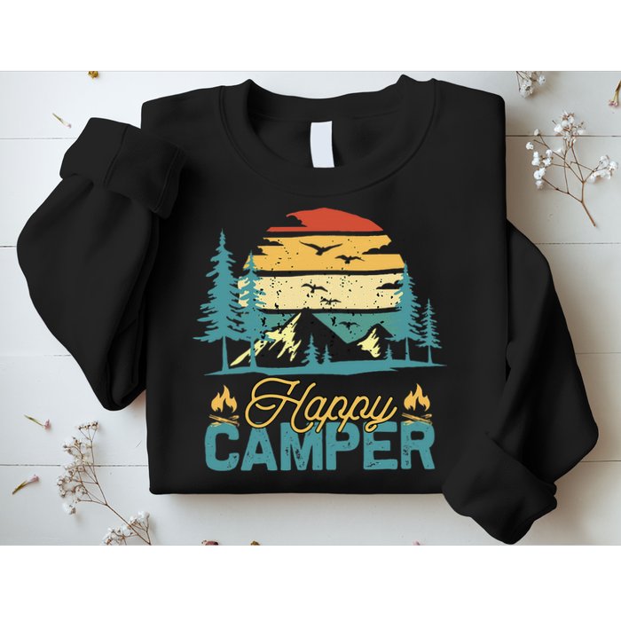 Happy Camper Retro Matching Camping Crew Sweatshirt