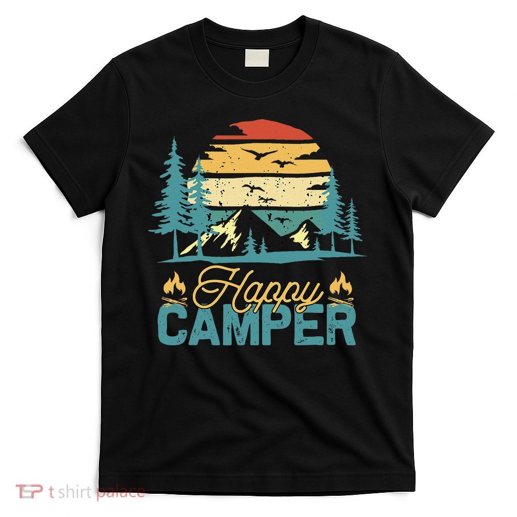Happy Camper Retro Matching Camping Crew T-Shirt
