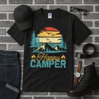 Happy Camper Retro Matching Camping Crew Tall T-Shirt