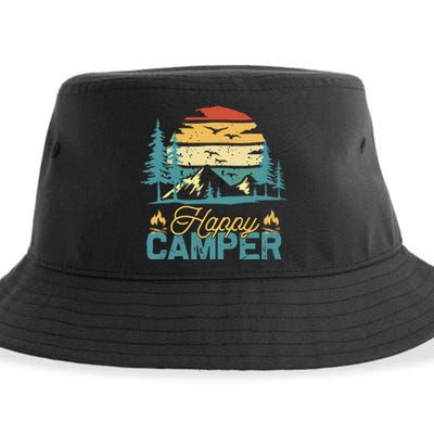 Happy Camper Retro Matching Camping Crew Sustainable Bucket Hat