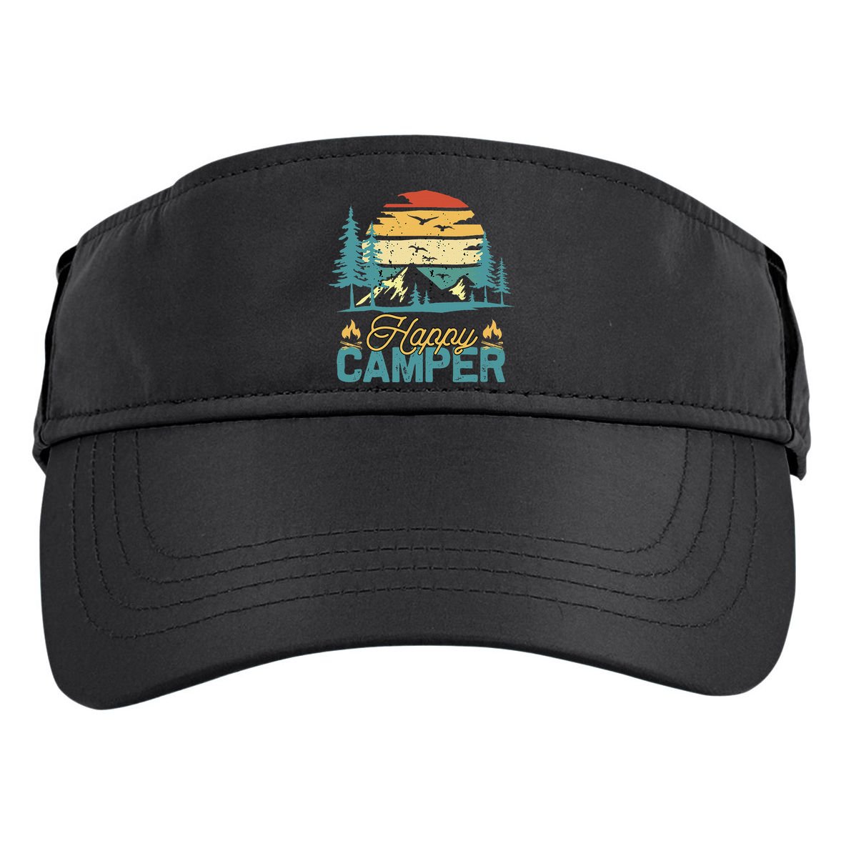 Happy Camper Retro Matching Camping Crew Adult Drive Performance Visor