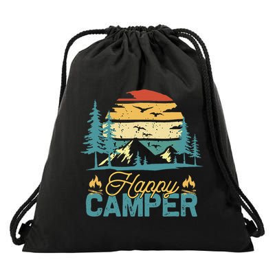 Happy Camper Retro Matching Camping Crew Drawstring Bag
