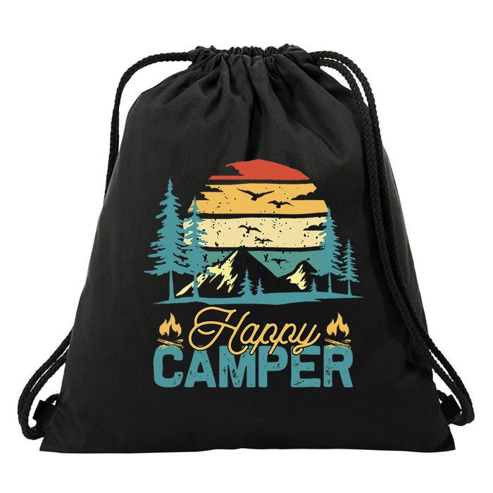 Happy Camper Retro Matching Camping Crew Drawstring Bag