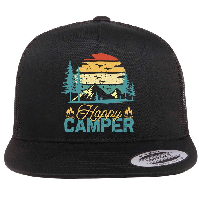 Happy Camper Retro Matching Camping Crew Flatbill Hat