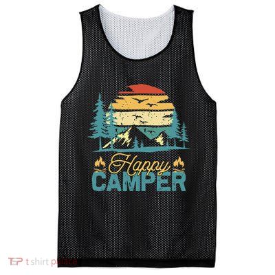 Happy Camper Retro Matching Camping Crew Mesh Reversible Basketball Jersey Tank