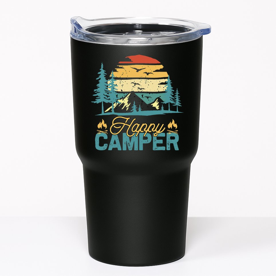 Happy Camper Retro Matching Camping Crew Tumbler
