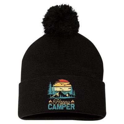 Happy Camper Retro Matching Camping Crew Pom Pom 12in Knit Beanie