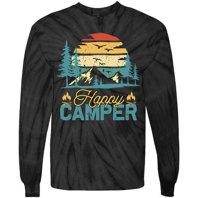Happy Camper Retro Matching Camping Crew Tie-Dye Long Sleeve Shirt