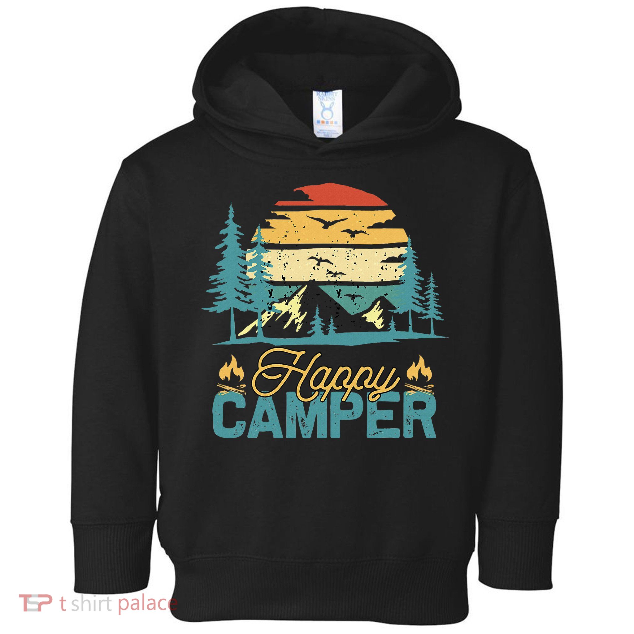 Happy Camper Retro Matching Camping Crew Toddler Hoodie