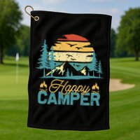 Happy Camper Retro Matching Camping Crew Golf Towel