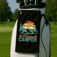 Happy Camper Retro Matching Camping Crew Golf Towel