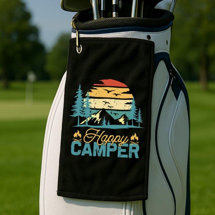 Happy Camper Retro Matching Camping Crew Golf Towel