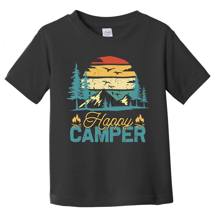 Happy Camper Retro Matching Camping Crew Toddler T-Shirt