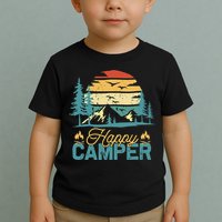 Happy Camper Retro Matching Camping Crew Toddler T-Shirt