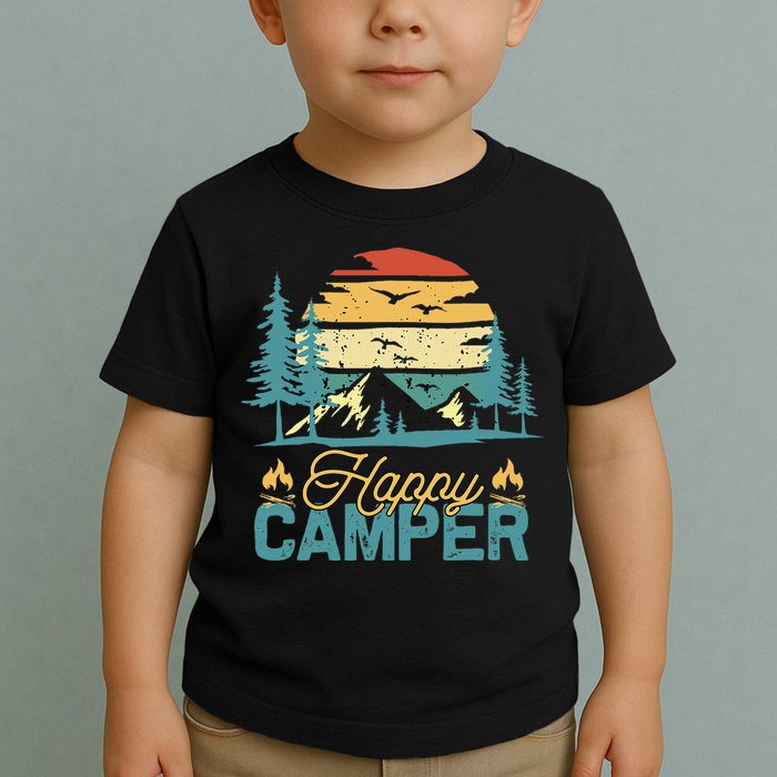 Happy Camper Retro Matching Camping Crew Toddler T-Shirt