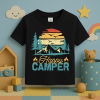 Happy Camper Retro Matching Camping Crew Toddler T-Shirt