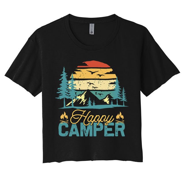 Happy Camper Retro Matching Camping Crew Crop Top