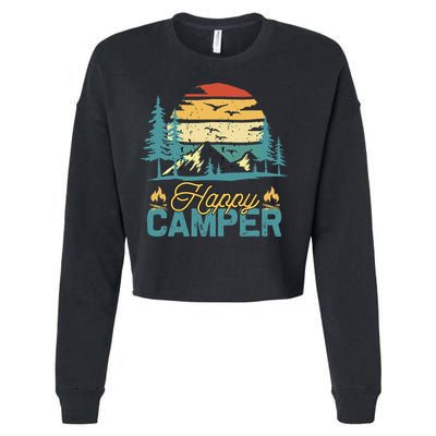 Happy Camper Retro Matching Camping Crew Cropped Pullover Crew