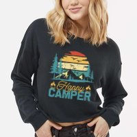 Happy Camper Retro Matching Camping Crew Cropped Pullover Crew