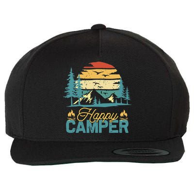 Happy Camper Retro Matching Camping Crew Wool Snapback Cap