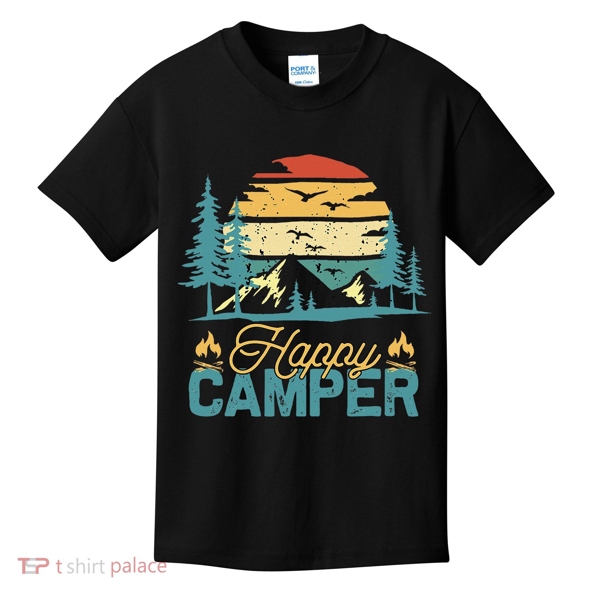 Happy Camper Retro Matching Camping Crew Kids T-Shirt
