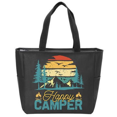 Happy Camper Retro Matching Camping Crew Zip Tote Bag