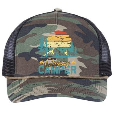 Happy Camper Retro Matching Camping Crew Retro Rope Trucker Hat Cap