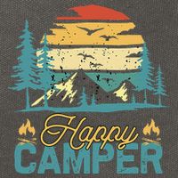 Happy Camper Retro Matching Camping Crew Cotton Canvas Backpack