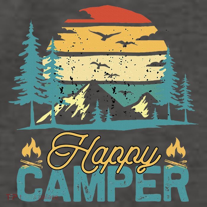Happy Camper Retro Matching Camping Crew Vector Backpack