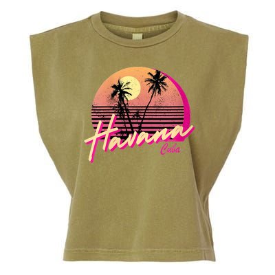 Havana Cuba Retro California Beach Sunset Garment-Dyed Women's Muscle Tee