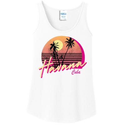 Havana Cuba Retro California Beach Sunset Ladies Essential Tank