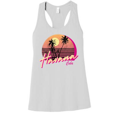 Havana Cuba Retro California Beach Sunset Women's Racerback Tank