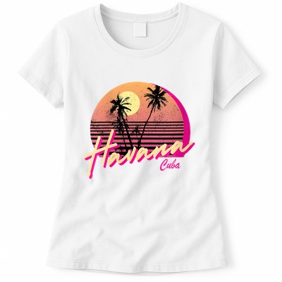 Havana Cuba Retro California Beach Sunset Womens T-Shirt