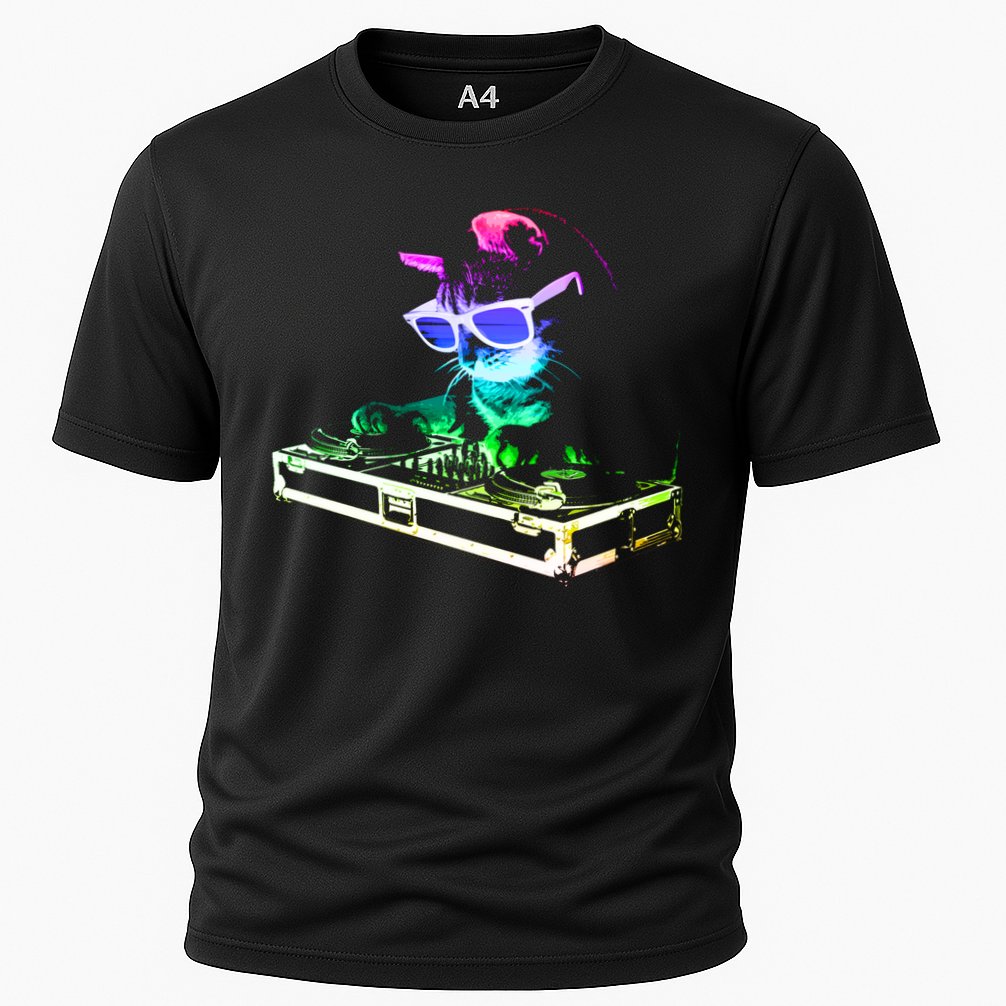 House Cat (Rainbow Dj Cat Kitty) Great Gift Cooling Performance Crew T-Shirt