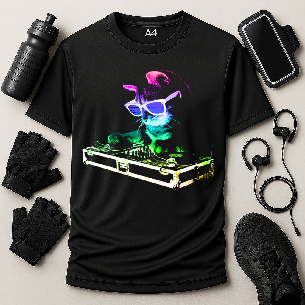 House Cat (Rainbow Dj Cat Kitty) Great Gift Cooling Performance Crew T-Shirt