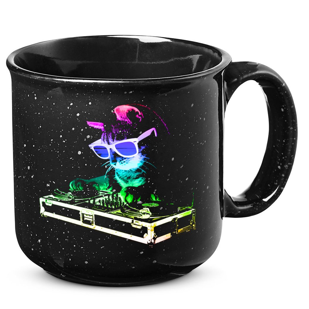 House Cat (Rainbow Dj Cat Kitty) Great Gift 15oz Campfire Ceramic Mug