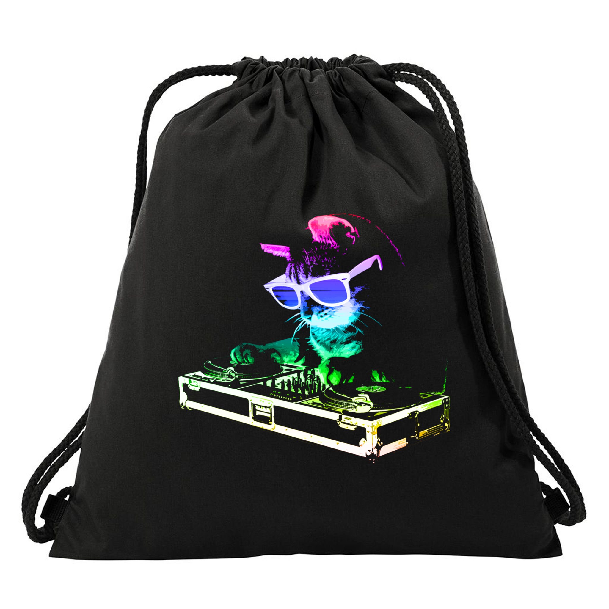 House Cat (Rainbow Dj Cat Kitty) Great Gift Drawstring Bag