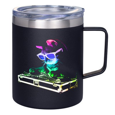 House Cat (Rainbow Dj Cat Kitty) Great Gift 12oz Stainless Steel Coffee Mug