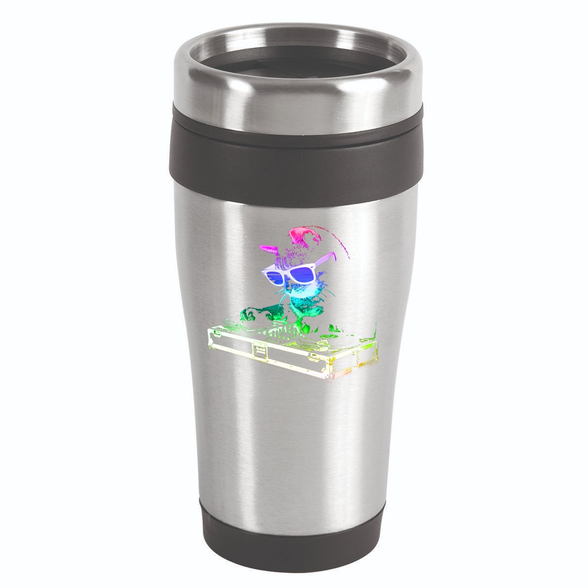 House Cat (Rainbow Dj Cat Kitty) Great Gift 16oz Travel Tumbler