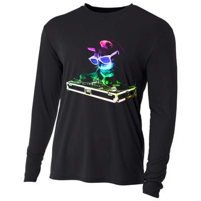 House Cat (Rainbow Dj Cat Kitty) Great Gift Cooling Performance Long Sleeve Crew