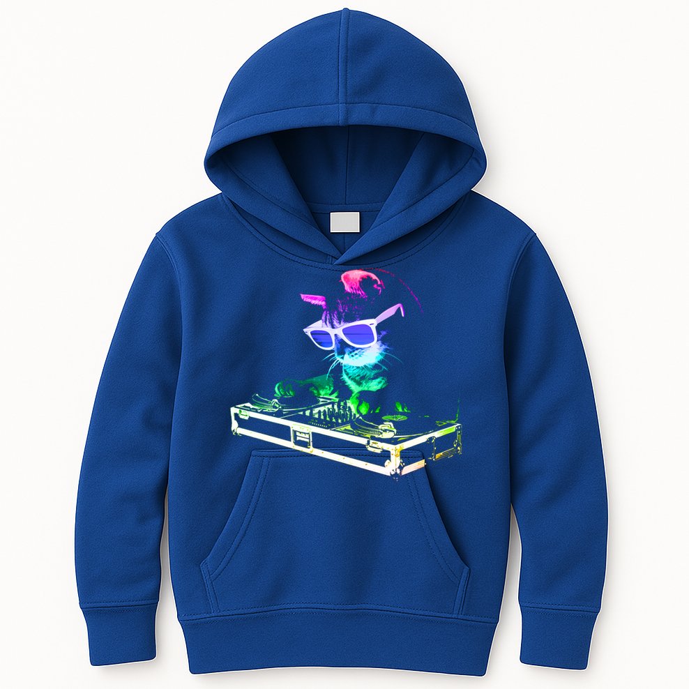 House Cat (Rainbow Dj Cat Kitty) Great Gift Kids Hoodie