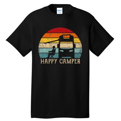 Happy Camper Rv Camping Women Retro Sun 70s 80s Tall T-Shirt