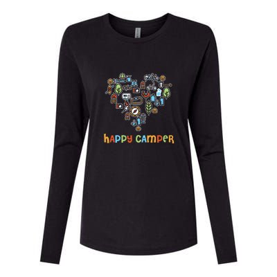 Happy Camper Road Trip Camping Vacation Gift Womens Cotton Relaxed Long Sleeve T-Shirt