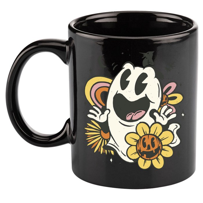 Halloween Cute Retro Ghost 11oz C Handle Ceramic Mug