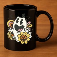 Halloween Cute Retro Ghost 11oz C Handle Ceramic Mug