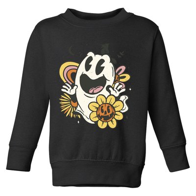Halloween Cute Retro Ghost Toddler Sweatshirt