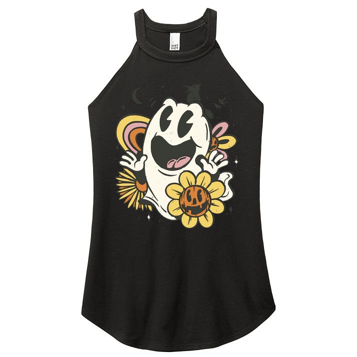 Halloween Cute Retro Ghost Women's Perfect Tri Rocker Tank