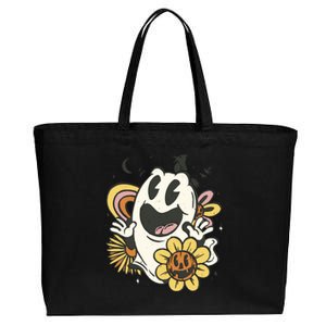 Halloween Cute Retro Ghost Cotton Canvas Jumbo Tote