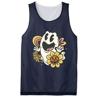 Halloween Cute Retro Ghost Mesh Reversible Basketball Jersey Tank